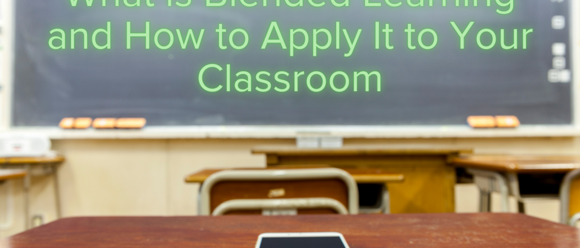 phone on classroom desk as part of blended learning curriculum